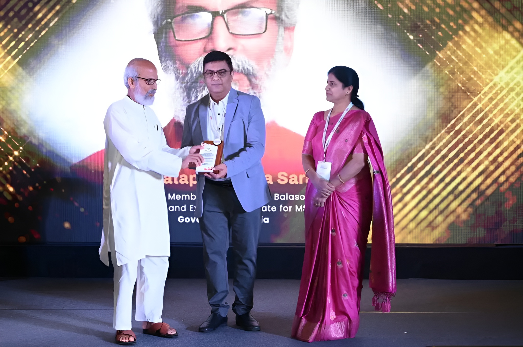 award taking moment